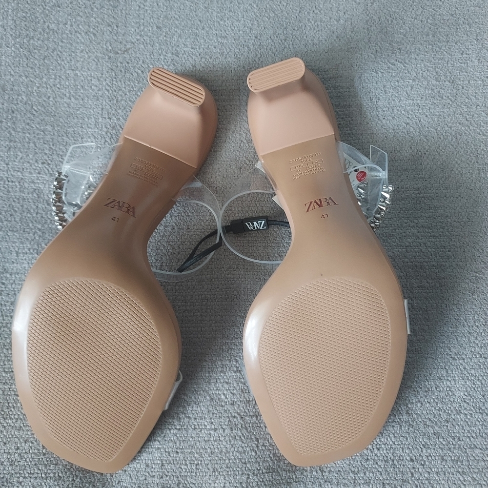 Zara High Heeled Vinyl Sandal Sz-10 - Picture 10 of 11